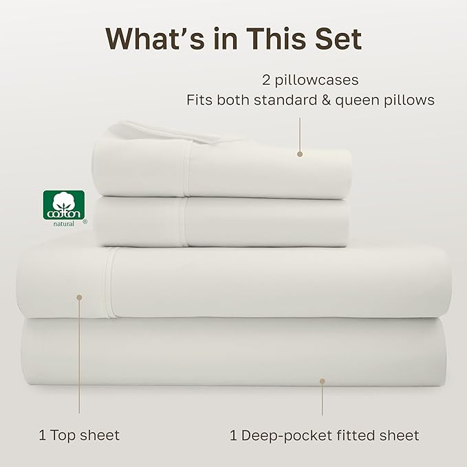 California Design Den Soft 100% Cotton Queen Sheet Set, 400 Thread Count Good - Image 4