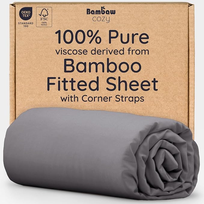 Bambaw 100% Viscose Derived from Bamboo Fitted Sheet Full Size, Cooling Fitted by Bambaw