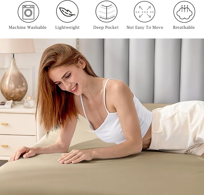 FreshCulture Pure Cotton Fitted Sheets Twin Size, 300 Thread Count Percale - Image 5