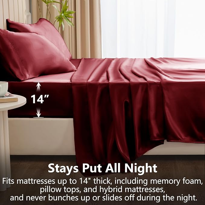CozyLux Satin Sheets Queen Size Bed Set - Image 4