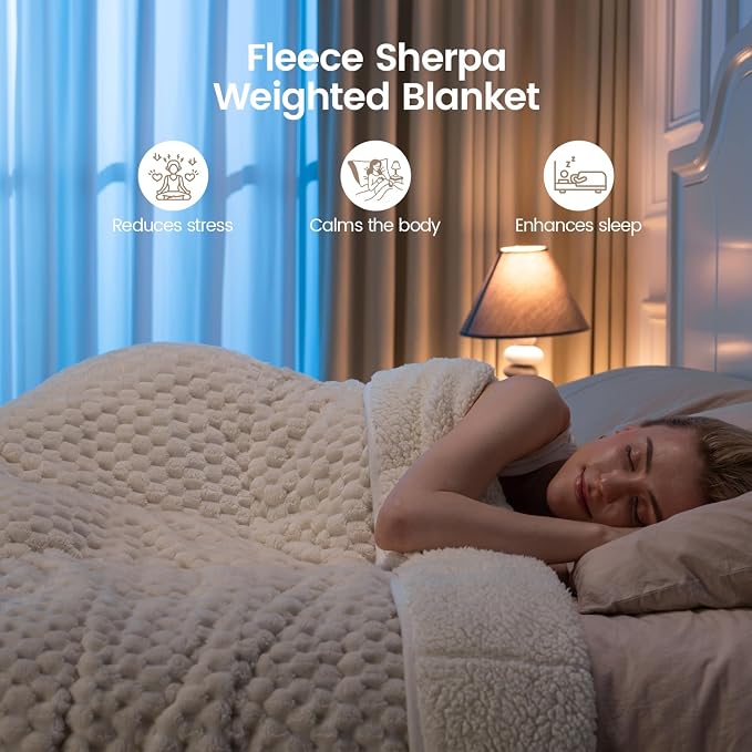 Super Fuzzy Soft Fleece Sherpa Weighted Blanket 15 lbs - Image 2