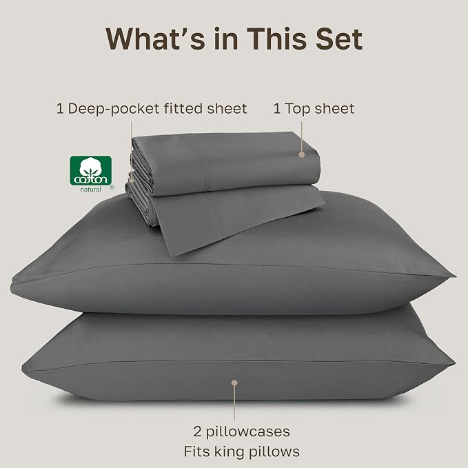 California Design Den Luxury 100% Cotton Sheets King Size Sheet Set - Image 4