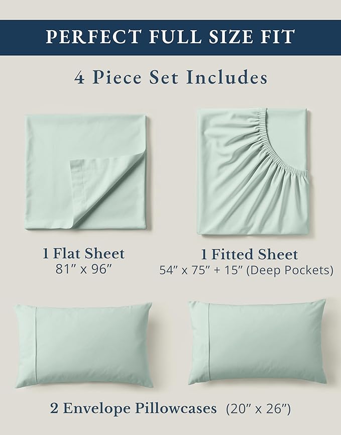 LANE LINEN 100% Organic Cotton Full Sheets Set, Soft & Comfy Percale Weave - Image 4