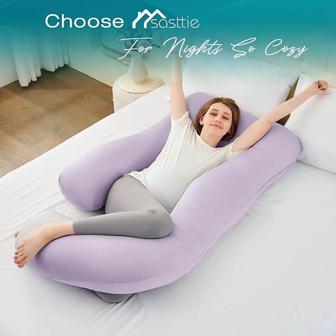 Sasttie Pregnancy Pillows for Sleeping, Jumbo U Shaped Cooling Full Body Pillow - Image 7