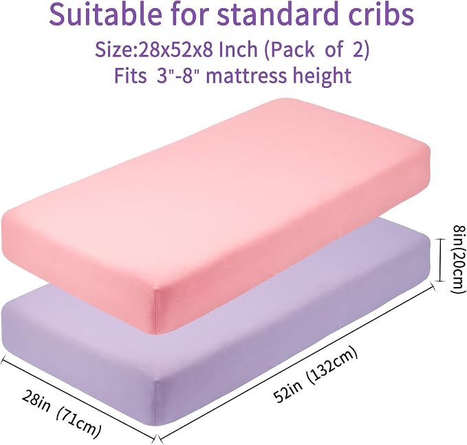 GUNTAIL Crib Sheets for Boys Girls, 100% Cotton Fitted Crib Sheet 2 Pack for - Image 4