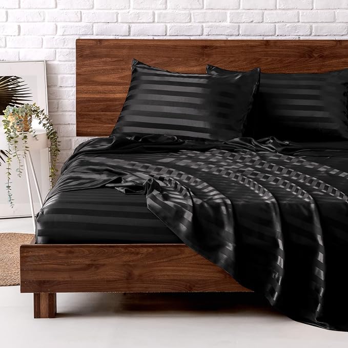 MR&HM Satin Bed Sheets, Twin XL Size Sheets Set by MRHM