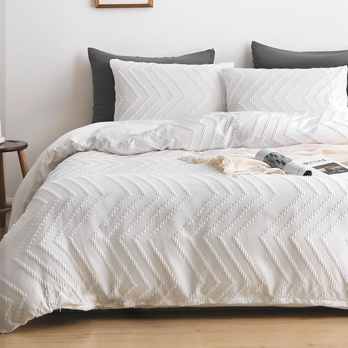 WARMDERN Boho Duvet Cover Set, Tufted Bedding Duvet Covers Soft Washed by WARMDERN