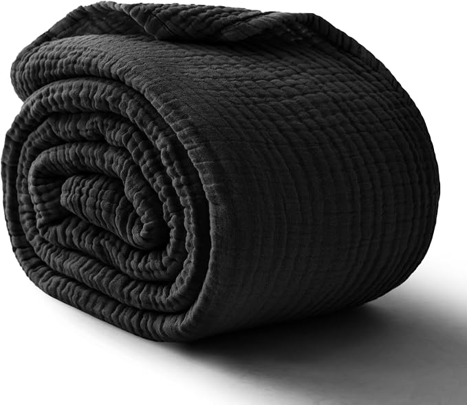 100% Cotton Muslin Blanket Twin 66" x 90", 6 Layers Breathable and Lightweight by Kozyhvn