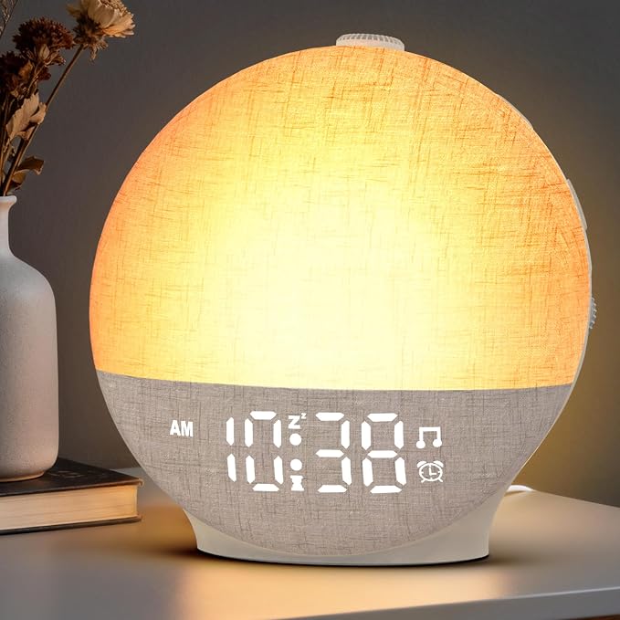 Sunrise Alarm Clock White Noise Machine, Sunset Simulation, 30 Soothing Sounds by Te-Rich