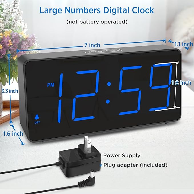 Peakeep Digital Alarm Clock for Bedroom Bedside, Loud Alarm Clock for Heavy - Image 2
