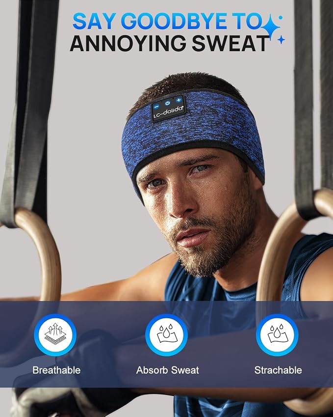 LC-dolida Sleep Headphones Headband Bluetooth 5.4, Sports Headband Earphones - Image 4
