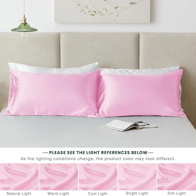 Love's cabin Satin Pillowcase Set of 2 King Size 20x36, Cooling Pillow Covers - Image 7