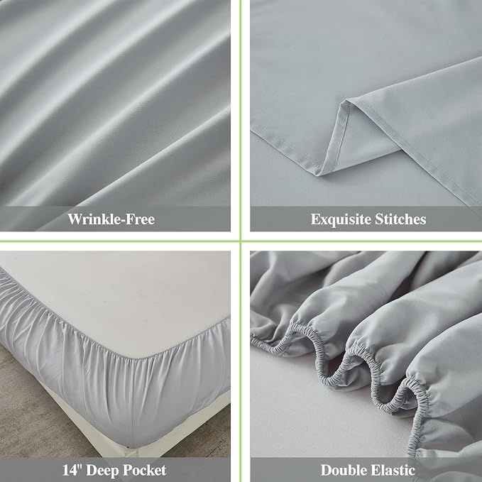 ILAVANDE King Size Sheets Set, 4 Piece Hotel Luxury Super Soft 1800 Series - Image 5