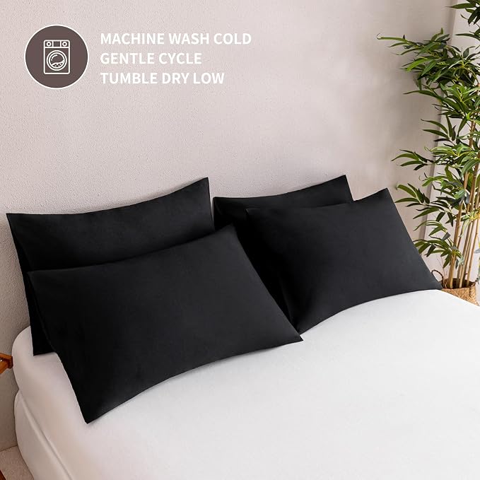 MINIPANDA Black Pillow Cases Standard Size Set of 4 - Image 6