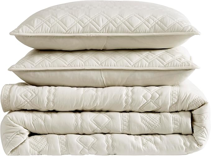 WDCOZY Beige Boho Twin Quit Size Bedding Set - Image 7