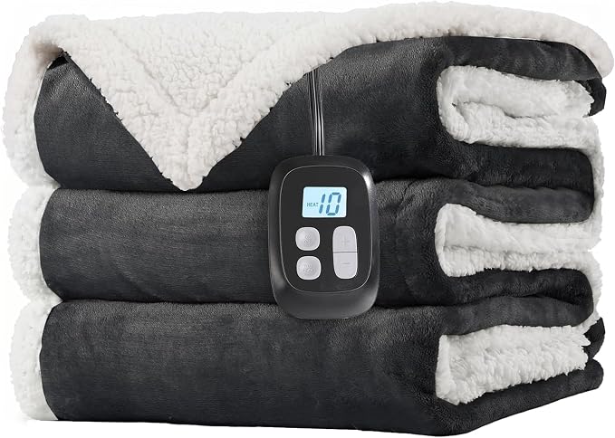 LaffyLo Electric Heated Blanket Full Size 72 x 84, Fast Heating Blanket by LAFFYLO