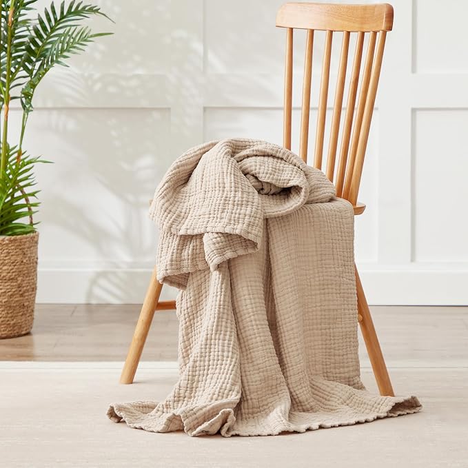100% Cotton Muslin Blanket 40" x 40", Breathable and Lightweight Cotton Throw - Image 5