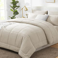 CozyLux Oversized King Comforter Sets Beige, 7 Pieces Bed in a Bag, Ultra-Soft by CozyLux