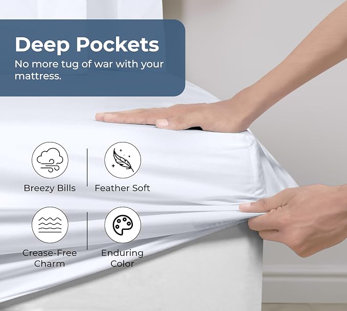 Royale Linens 100% Organic Cotton Fitted Sheet - Image 4