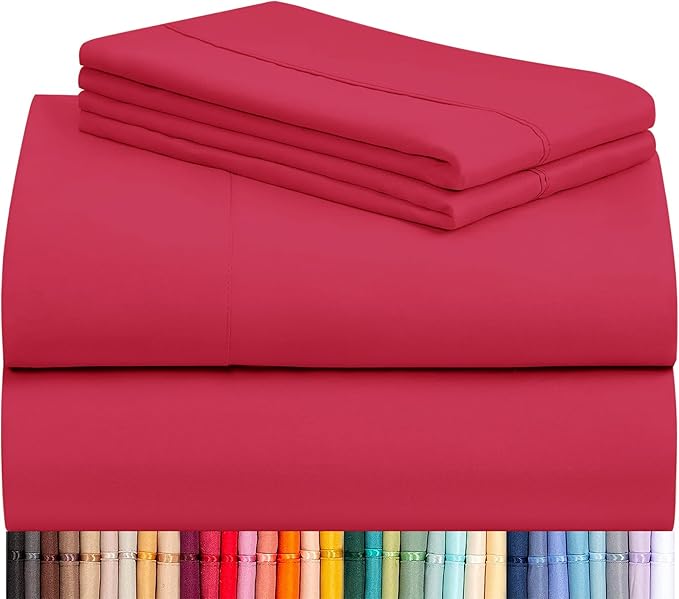 LuxClub 4 PC Sheet Set Bed Sheets Deep Pockets 16" Eco Friendly Wrinkle Free by LuxClub