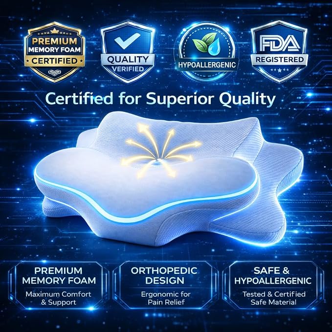 Cervical Pillow for Neck Pain Relief, Ergonomic Dual-Height Memory Foam Pillow - Image 3
