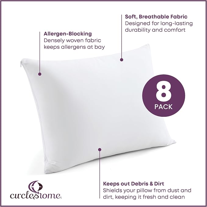 CirclesHome Pillow Protectors 8 Pack King Zippered - Image 2