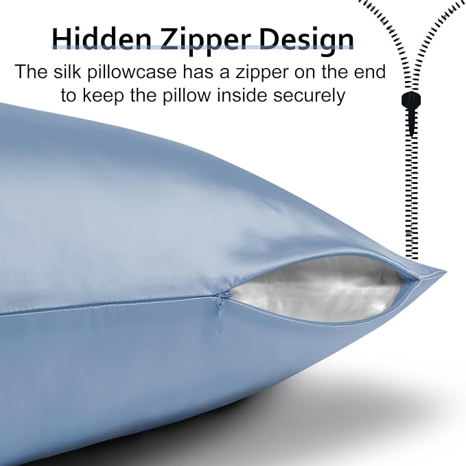 Ravmix Silk Pillow Cases with Zipper, 21momme Mulberry Silk Pillowcase - Image 6
