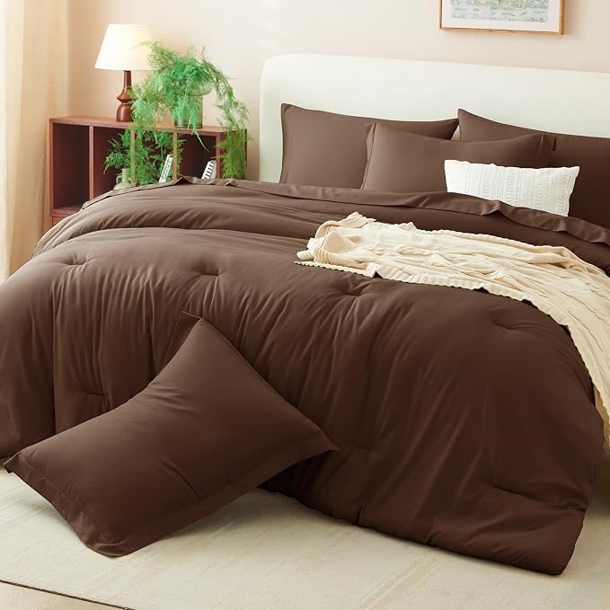 CozyLux Full Size Comforter Sets Brown, 7 Pieces Bed in a Bag Full Comforter Set - Image 9