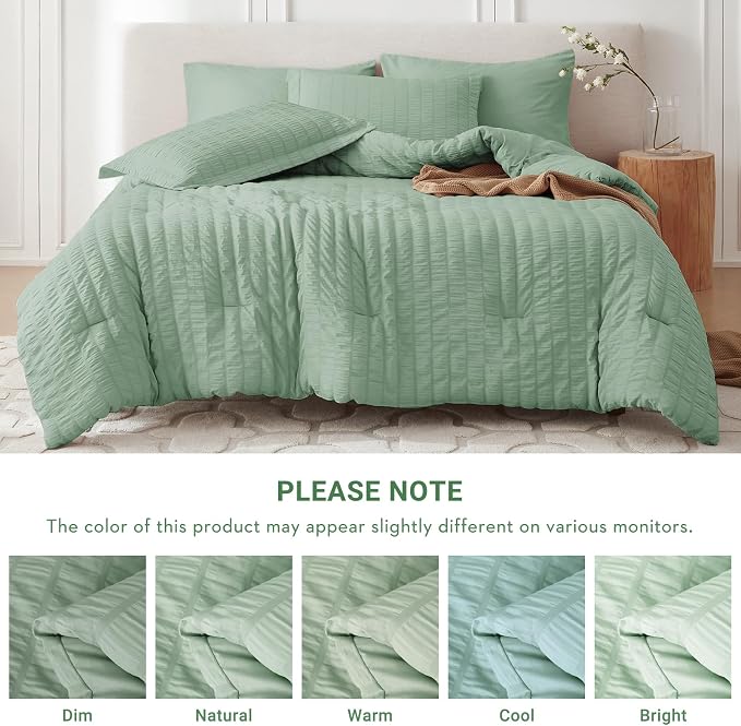MUXHOMO 5 Pieces Twin XL Comforter Set, Seersucker Bed in a Bag Twin XL Size - Image 5
