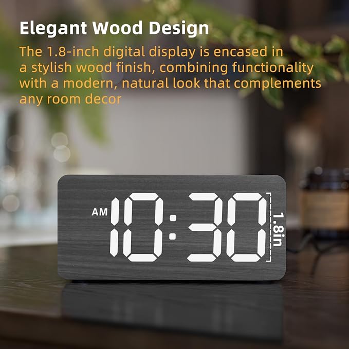 uscce Wooden Digital Alarm Clocks - Image 2