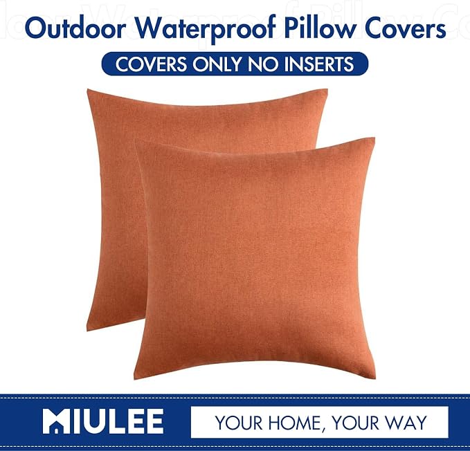 MIULEE Pack of 2 Decorative Outdoor Solid Waterproof Throw Pillow Covers Faux - Image 6