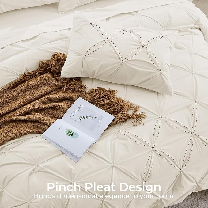 Sasttie Full Size Comforter Set, 7-Piece Bed in a Bag Double, Pintuck Bedding - Image 4