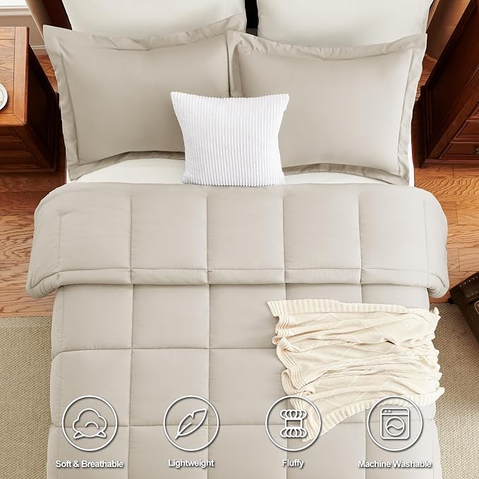 CozyLux Twin/Twin XL Comforter Set Beige - Image 4