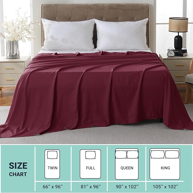 ZPECC Queen Flat Sheet Only 1 Pack, Durable Burgundy Top Bed Sheets - Image 5