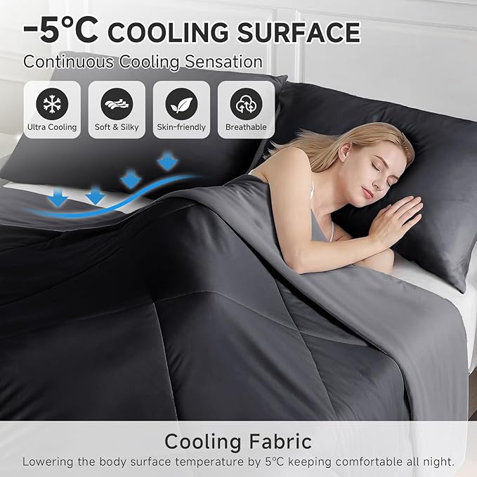 HOMFINE Cooling Comforter Japanese Double-Sided Cold Tech Fabric Cooling Blanket - Image 2