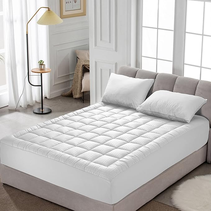 HYLEORY King Mattress Pad Quilted Fitted Mattress Protector Cooling Pillow Top - Image 7