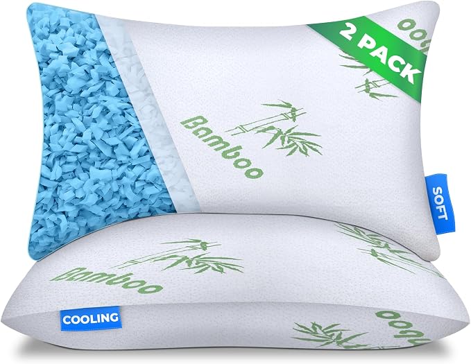 Sleepavo Adjustable Cooling Pillows Queen Size Set of 2 Pack by Sleepavo