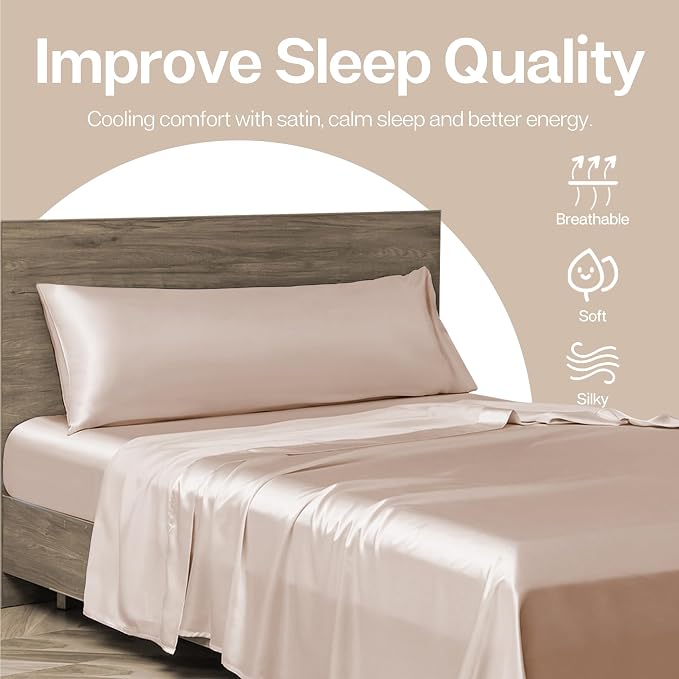 MR&HM Satin Body Pillow Cover, Soft and Breathable Body Pillow Case - Image 6