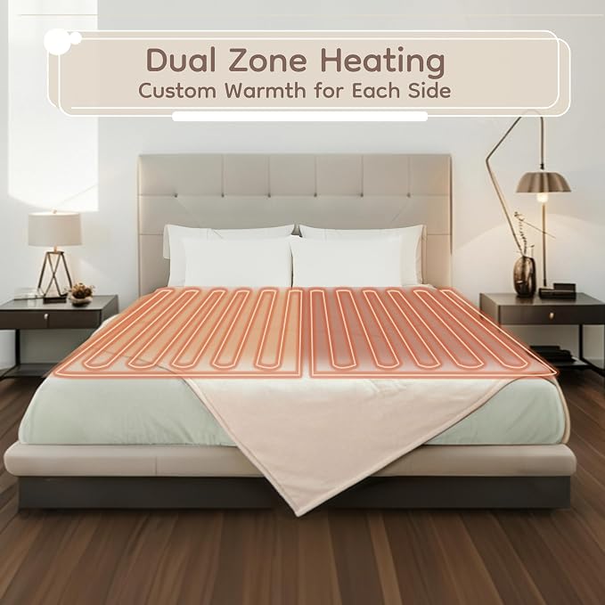 LaffyLo Electric Heated Blanket King Size 90 x 100, Dual Control, Fast Heating - Image 7