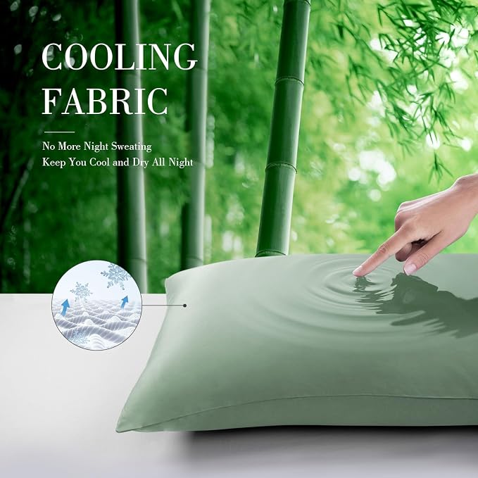 WishSmile Cooling Queen Pillowcases Set of 2 Breathable Cool Silky Soft Rayon - Image 3