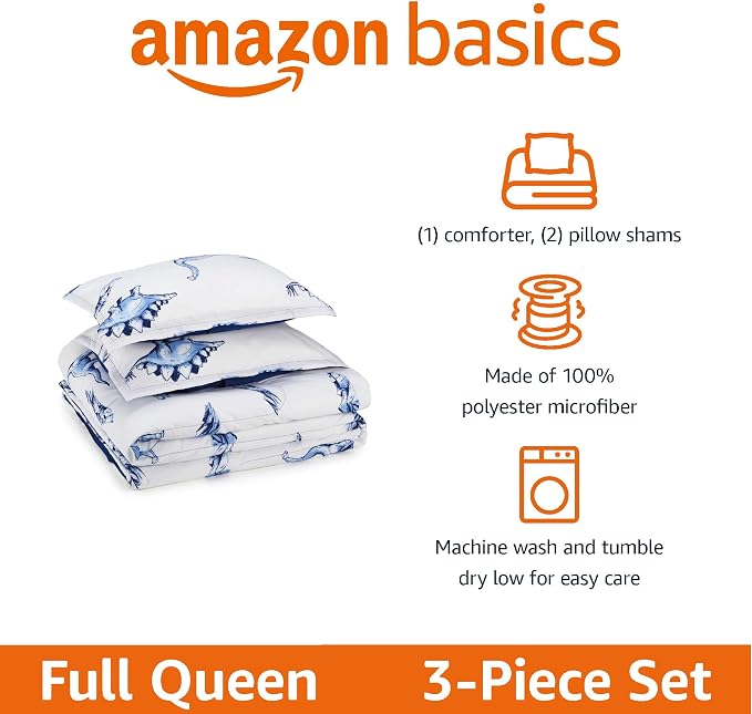 Amazon Basics 3-Piece Microfiber Kids' All Season Comforter and Pillow Sham Set - Image 2