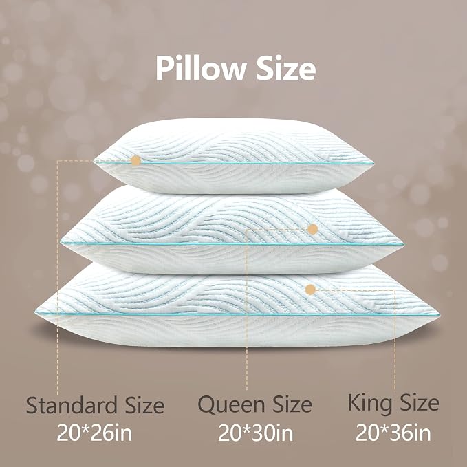Pillows Queen Size Set of 2 Cooling Memory Foam Pillows - Image 8