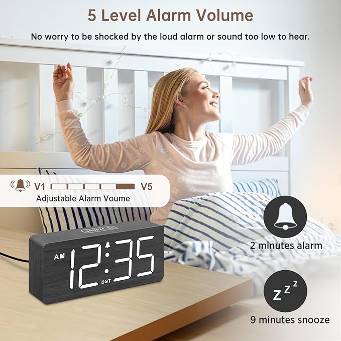 DreamSky Wooden Digital Alarm Clock - Image 3
