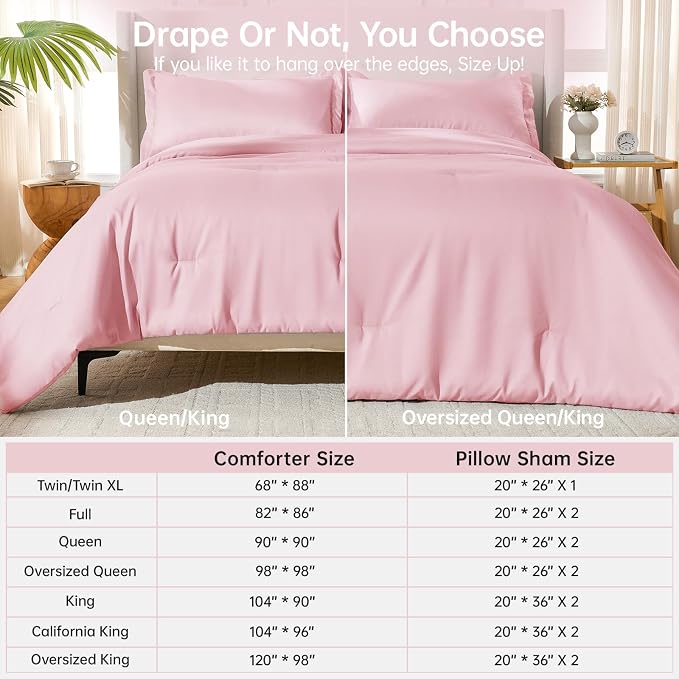 MUXHOMO Pink King Size Comforter Set, All Season Ultra Soft Down Alternative - Image 8