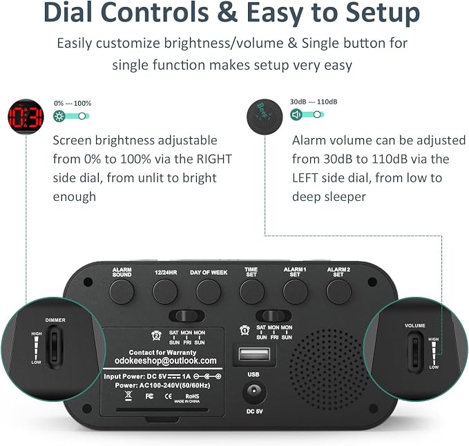 Odokee Digital Dual Alarm Clock - Image 2