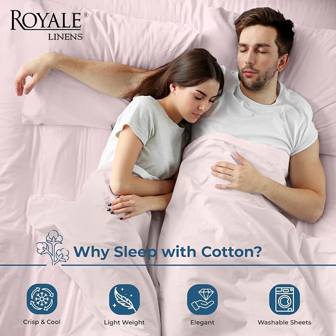 Royale Linens 100% Organic Cotton Queen Flat Sheet Only - Image 3