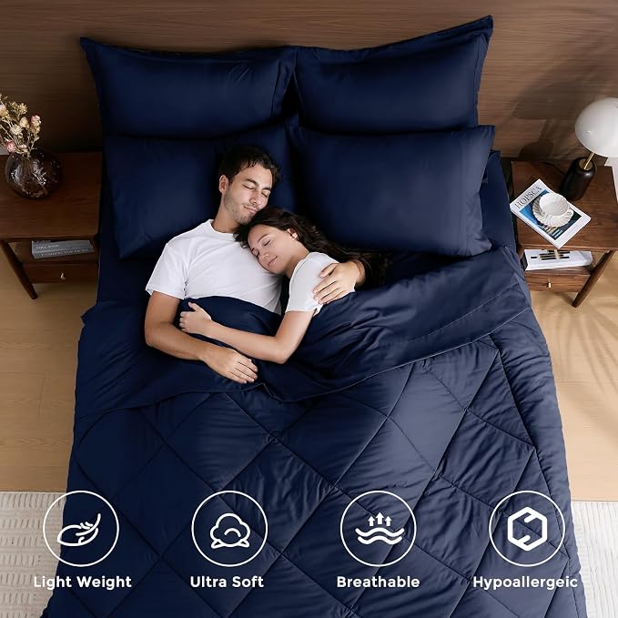 HEVUMYI Navy Blue King Comforter Set - Image 2