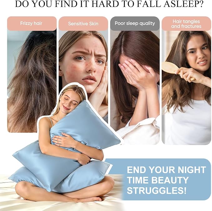 Cooling Pillowcases Set of 2 for Hot Sleeper, Night Sweats Beauty Sleep Reduces - Image 5