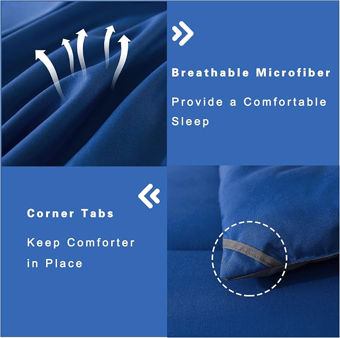 DOWNCOOL Blue/Grey Full Size Comforter Set - Image 5