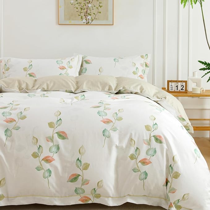 OAITE Duvet Cover Set Twin Size Floral Pattern Ultra Soft 100% Cotton Duvet - Image 5